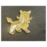 Vintage Gold-Tone Cat/Feline/Kitty Pins w Rhinestones