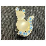 Vintage Gold-Tone Cat/Feline/Kitty Pins w Rhinestones
