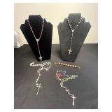 Cross Necklace & Rosary Collection - Mixed Beads & Pendants - displays not inc