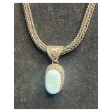 925 Turquoise Pendant on Heavy Silver Tone Necklace. w Amethyst Charm, Coral Bead Bracelet & More!