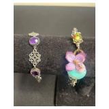 925 Turquoise Pendant on Heavy Silver Tone Necklace. w Amethyst Charm, Coral Bead Bracelet & More!