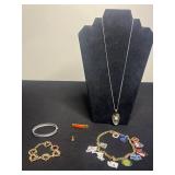 Vintage Gold-Tone State Charm Bracelet with Minnesota, Orange Coral Gold Tone Tie Clip, Hand Made Spoon/Turtle Pendant, Bracelets & More!