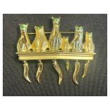 Super Cool VTG Collection of Cat Pins/Brooches Inc Gold-Tone Cat Crown Parure