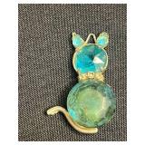 Super Cool VTG Collection of Cat Pins/Brooches Inc Gold-Tone Cat Crown Parure