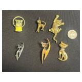 VTG Assortment of Cool Cat Pins Inc Crown & Green Eyes