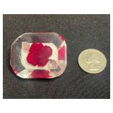 Sterling Silver Clasp on Resin Rose Cameo Necklace w Matching Pin & Earrings