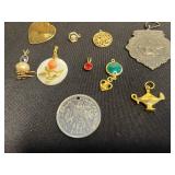 Huge Lot of Assorted Vintage Gold-Tone Jewelry: Pendants, Charms & Green Gem Pendant
