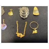 Huge Lot of Assorted Vintage Gold-Tone Jewelry: Pendants, Charms & Green Gem Pendant