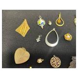 Huge Lot of Assorted Vintage Gold-Tone Jewelry: Pendants, Charms & Green Gem Pendant