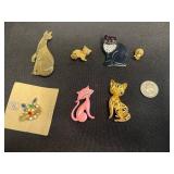 Vintage Costume Brooch Lot - Cats!! Inc Trifari