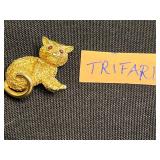 Vintage Costume Brooch Lot - Cats!! Inc Trifari