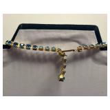 Blue Crystal Necklace & Earrings Set - Gold-Tone with Silver Chain & Elsie Necklace w "Cow" Face Pendant