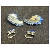 Blue Crystal Necklace & Earrings Set - Gold-Tone with Silver Chain & Elsie Necklace w "Cow" Face Pendant