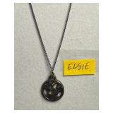 Blue Crystal Necklace & Earrings Set - Gold-Tone with Silver Chain & Elsie Necklace w "Cow" Face Pendant