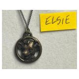 Blue Crystal Necklace & Earrings Set - Gold-Tone with Silver Chain & Elsie Necklace w "Cow" Face Pendant