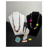 Avon Sterling Ring, - Colorful Bead Necklaces, Turquoise Scarf Clasp & Sterling Ring