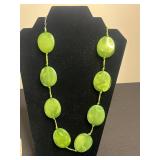 Neon Green Glass Bead Necklace, Necklace w Black Drop Pendant, Sterling Turquoise Ring & More!