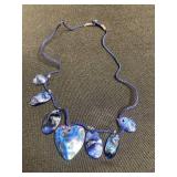 Silver Pendant Necklace, 925 Ring, King Tut Charm, Blue Glass Bead Necklaces Set