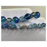 Silver Pendant Necklace, 925 Ring, King Tut Charm, Blue Glass Bead Necklaces Set