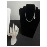 Sterling Turquoise Rings & Gold-Tone Chain Necklace - Vintage Jewelry Set