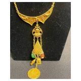 ART Gold-Tone Necklace with Crescent Pendant & Colorful Drops; 925 Ring, Bracelet w Ethiopian Opals & More!!