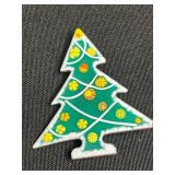 Green Enamel Christmas Tree Necklace, Brooch & Earrings Set