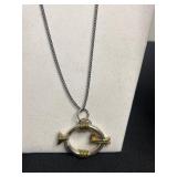 Gold Tone Chain Necklace with Medallion Pendant; Silver Filigree Cross Pendant; Turquoise Bead Jewelry