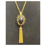 Vintage Jewelry Set: 2 Necklaces with Ornate Pendants, Tassel Drop & Floral Charms, 12K GF Chain w Floral Locket, Bunny Pin & More!