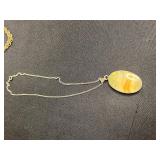 VTG Misc Necklace Set w Mustard Seed Pendant, Agate Pendant, Bead Accents, Pill Box & Earrings