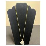 VTG Necklace Set: Silver Tone Bar Pendant Necklace, & Gold Tone Floral Crystal Pendant, Pink Gem Stone Pendant, Orange Pendant in Travel Bag