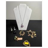 Amethyst Pendant Necklace on 925 Chain, 12K GF Charm Bracelet, Panetta Fish Pin, Earrings & More!