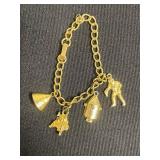 Lot of VTG Charm Bracelets - Gold-Tone with Coin & Seashell Charms