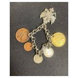 Lot of VTG Charm Bracelets - Gold-Tone with Coin & Seashell Charms