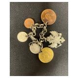 Lot of VTG Charm Bracelets - Gold-Tone with Coin & Seashell Charms