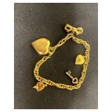 Lot of VTG Charm Bracelets - Gold-Tone with Coin & Seashell Charms