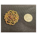 VTG Spanish 1 Peseta Coin Pendant Necklace, Wild Byrde Pin, Earrings & Brooch