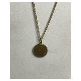 VTG Spanish 1 Peseta Coin Pendant Necklace, Wild Byrde Pin, Earrings & Brooch