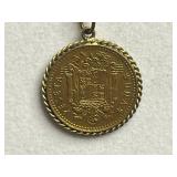 VTG Spanish 1 Peseta Coin Pendant Necklace, Wild Byrde Pin, Earrings & Brooch