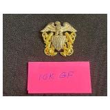12K GF Gold-Filled Necklace, 10K GF Eagle Pin & Assorted Marine Pins with Seahorse & Sea Creature Charms
