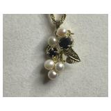 Faux Pearl Pendant Necklace w Matching Earrings, Minneapolis Letter Bracelet - Gold-tone Chain with Minnesota State Charm & Gemstone Chicken Pin