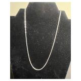 Necklace - Silver Tone Chain with Lot of Cuff Bracelets w Ruler Designs & One w Blue Crystal