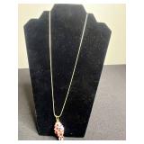 Vintage Jewelry Lot: Glass Pendant Necklace & Mahjong Stretch, Floral Charm, Bangle & Beaded Bracelets, Signed Pendant