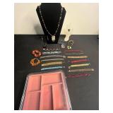 Beaded Jewelry Collection - Inc Necklace with Pendant, Bracelets & Ring in Display Case