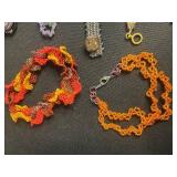 Beaded Jewelry Collection - Inc Necklace with Pendant, Bracelets & Ring in Display Case