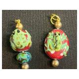 Vintage Enamel Floral Bracelet Set with Earrings & Copper Cuff & Scottie Dog Pendant
