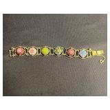 Vintage Enamel Floral Bracelet Set with Earrings & Copper Cuff & Scottie Dog Pendant