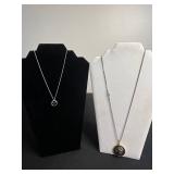 VTG Necklace Set Inc US 1917 Pop Out Coin Medallion & Two-Tone Circle Pendant Necklace