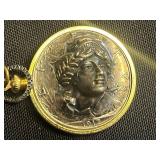 VTG Necklace Set Inc US 1917 Pop Out Coin Medallion & Two-Tone Circle Pendant Necklace