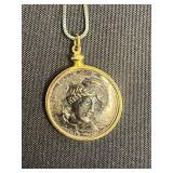 VTG Necklace Set Inc US 1917 Pop Out Coin Medallion & Two-Tone Circle Pendant Necklace