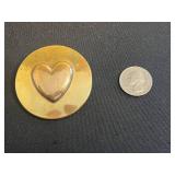 Lot of VTG Heart Pins Inc 12K GF Gold Love Heart Locket Pendant w Bow Charm - Hand-Painted Orchid Front & Laurel Burch "Dove Heart" Brooch & More!